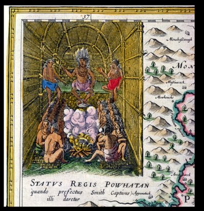 De Chef van de Powhattan Stam, detail door Joan Blaeu